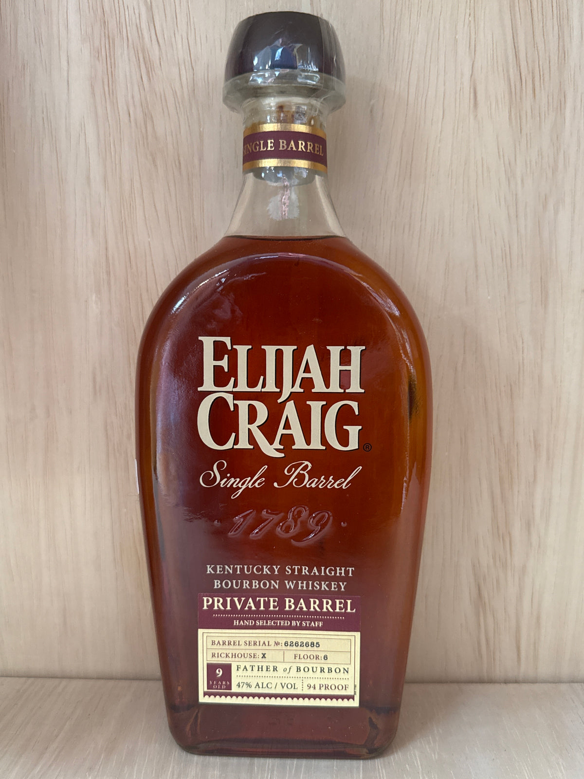 Elijah Craig 9 Year Old Private Barrel Bourbon 750ml (Barrel 6262685)