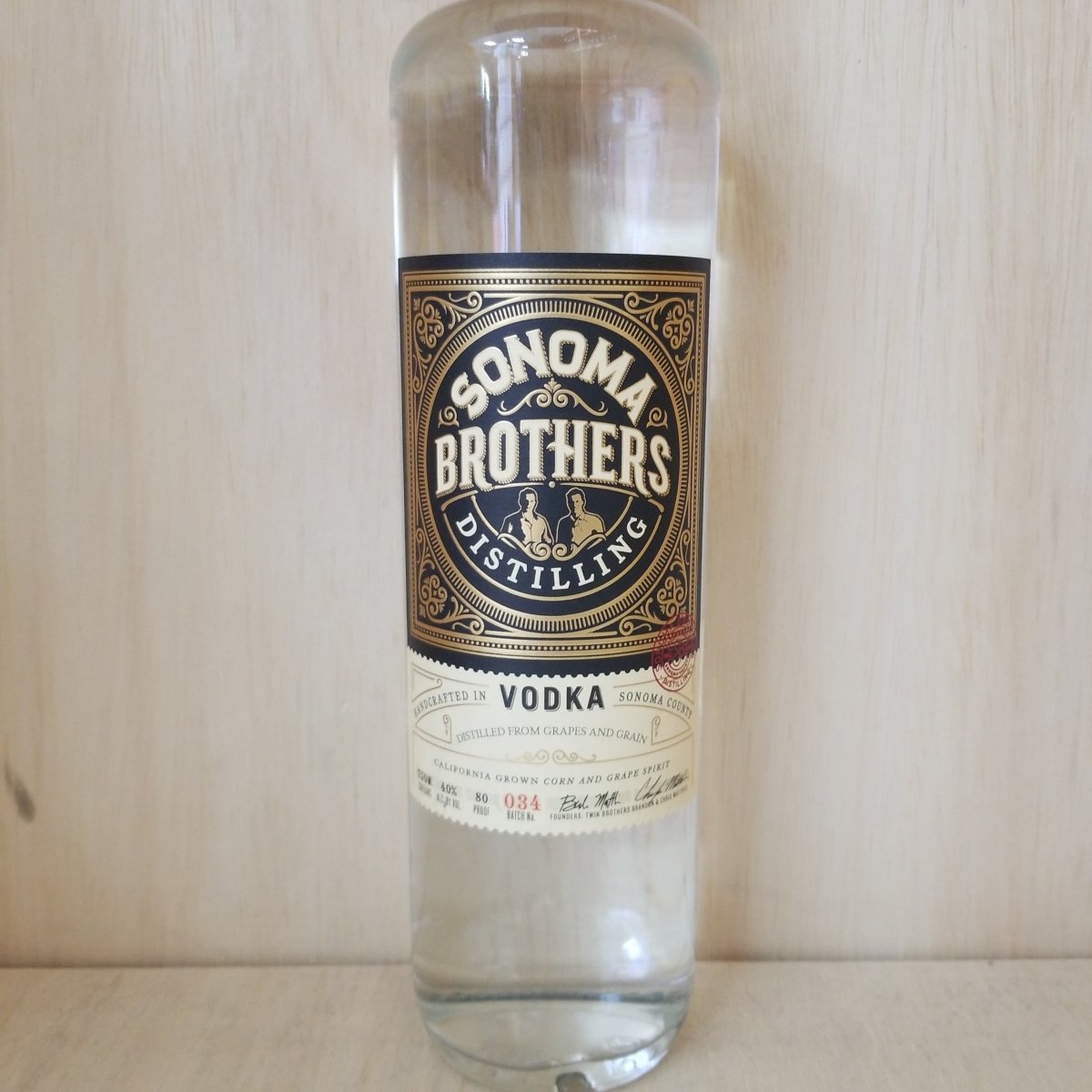 Sonoma Brothers Vodka 750ml (Better than Titos) Perfect for Engraving - Sip &amp; Say